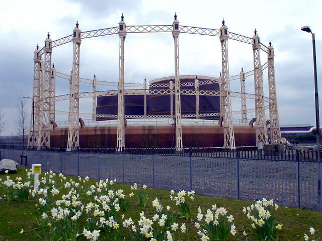 Old Gas Holders at Beckton, East London. 2004.