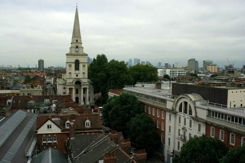 Spitalfields London. Aerial view.