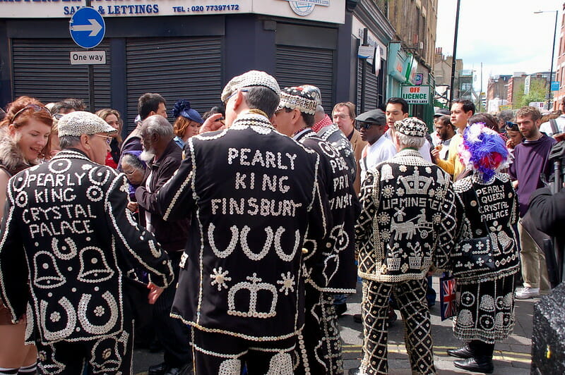 Pearly Kings and Queens in modern London.